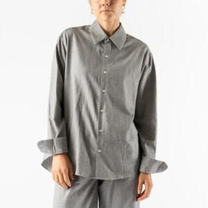 Comme Si La Shirt Classica Cotton Flannel Light Gray Herringbone Button Down XS